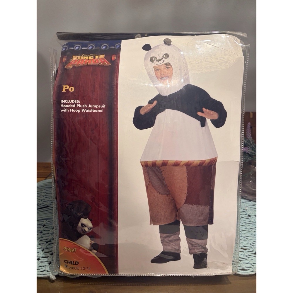 Spirit Kung Fu Panda Po Halloween Costume Child Large 12-14 Hooded Jumpsuit